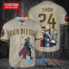 San Diego Padres x Thor Marvel with Trophy Custom Baseball Jersey Tan
