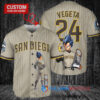 San Diego Padres x Vegeta Super Saiyan Dragon Ball Z with Trophy Custom Baseball Jersey Tan