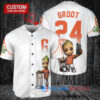 San Francisco Giants x Baby Groot Marvel Guardians Of The Galaxy with Trophy Custom Baseball Jersey White City Connect