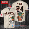 San Francisco Giants x Baby Yoda Star Wars The Mandalorian with Trophy Custom Baseball Jersey Cream