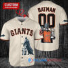 San Francisco Giants x DC Comics Batman The Dark Knight with Trophy Custom Baseball Jersey Cream