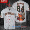 San Francisco Giants x Freddy Krueger A Nightmare on Elm Street Halloween with World Series Trophy Custom Baseball Jersey Gray