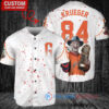 San Francisco Giants x Freddy Krueger A Nightmare on Elm Street Halloween with World Series Trophy Custom Baseball Jersey White City Connect