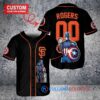San Francisco Giants x Marvel Captain America Steve Rogers with Trophy Custom Baseball Jersey Black