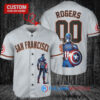 San Francisco Giants x Marvel Captain America Steve Rogers with Trophy Custom Baseball Jersey Gray