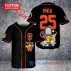 San Francisco Giants x Pikachu Pokemon with Trophy Custom Baseball Jersey Black