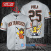 San Francisco Giants x Pikachu Pokemon with Trophy Custom Baseball Jersey Gray