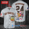 San Francisco Giants x SpongeBob SquarePants with Trophy Custom Baseball Jersey Gray