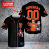 San Francisco Giants x Superman DC Comics with Trophy Custom Baseball Jersey Black