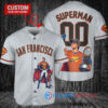 San Francisco Giants x Superman DC Comics with Trophy Custom Baseball Jersey Gray