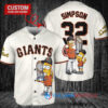 San Francisco Giants x The Simpsons Bart Simpson, Homer Simpson, Lisa Simpson with Trophy Custom Baseball Jersey Cream