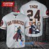 San Francisco Giants x Thor Marvel with Trophy Custom Baseball Jersey Gray