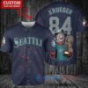 Seattle Mariners Freddy Krueger Halloween World Series Trophy Baseball Jersey Navy