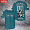 Seattle Mariners Jack Skellington Sally World Series Trophy Baseball Jersey Aqua