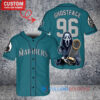 Seattle Mariners x Ghostface Scream Halloween Halloween with World Series Trophy Custom Baseball Jersey Aqua