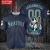 Seattle Mariners x Jack Skellington and Sally The Nightmare Before Christmas with World Series Trophy Custom Baseball Jersey Navy