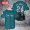 Seattle Mariners x Lord Voldemort Harry Potter with Trophy Custom Baseball Jersey Aqua