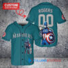 Seattle Mariners x Marvel Captain America Steve Rogers with Trophy Custom Baseball Jersey Aqua