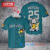 Seattle Mariners x Pikachu Pokemon with Trophy Custom Baseball Jersey Aqua