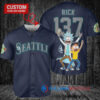 Seattle Mariners x Rick and Morty with Trophy Custom Baseball Jersey Navy