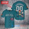 Seattle Mariners x Superman DC Comics with Trophy Custom Baseball Jersey Aqua