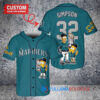 Seattle Mariners x The Simpsons Bart Simpson, Homer Simpson, Lisa Simpson with Trophy Custom Baseball Jersey Aqua