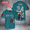 Seattle Mariners x Thor Marvel with Trophy Custom Baseball Jersey Aqua