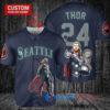 Seattle Mariners x Thor Marvel with Trophy Custom Baseball Jersey Royal