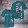 Seattle Mariners x Vegeta Super Saiyan Dragon Ball Z with Trophy Custom Baseball Jersey Aqua