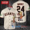 SF Giants Baby Groot Marvel Guardians Of The Galaxy Baseball Jersey Cream
