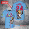 St. Louis Cardinals x Baby Groot Marvel Guardians Of The Galaxy with Trophy Custom Baseball Jersey Light Blue