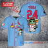 St. Louis Cardinals x Baby Yoda Star Wars The Mandalorian with Trophy Custom Baseball Jersey Light Blue