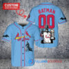 St. Louis Cardinals x DC Comics Batman The Dark Knight with Trophy Custom Baseball Jersey Light Blue