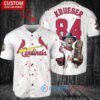 St. Louis Cardinals x Freddy Krueger A Nightmare on Elm Street Halloween with World Series Trophy Custom Baseball Jersey White