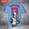 St. Louis Cardinals x Friday the 13th Jason Voorhees Halloween with World Series Trophy Custom Baseball Jersey Light Blue
