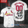 St. Louis Cardinals x Jack Skellington and Sally The Nightmare Before Christmas with World Series Trophy Custom Baseball Jersey White