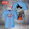 St. Louis Cardinals x Son Goku Kakarot Super Saiyan Dragon Ball Z with Trophy Baseball Jersey Light Blue