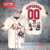 St. Louis Cardinals x Superman DC Comics with Trophy Custom Baseball Jersey Cream