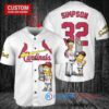 St. Louis Cardinals x The Simpsons Bart Simpson, Homer Simpson, Lisa Simpson with Trophy Custom Baseball Jersey White