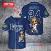 Tampa Bay Rays x Baby Groot Marvel Guardians Of The Galaxy with Trophy Custom Baseball Jersey Navy