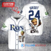 Tampa Bay Rays x Baby Groot Marvel Guardians Of The Galaxy with Trophy Custom Baseball Jersey White Alternate Replica