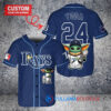 Tampa Bay Rays x Baby Yoda Star Wars The Mandalorian with Trophy Custom Baseball Jersey Navy