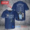 Tampa Bay Rays x DC Comics Batman The Dark Knight with Trophy Custom Baseball Jersey Navy