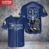 Tampa Bay Rays x Ghostface Scream Halloween Halloween with World Series Trophy Custom Baseball Jersey Navy