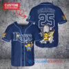 Tampa Bay Rays x Pikachu Pokemon with Trophy Custom Baseball Jersey Navy