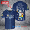 Tampa Bay Rays x Rick and Morty with Trophy Custom Baseball Jersey Navy