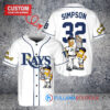 Tampa Bay Rays x The Simpsons Bart Simpson, Homer Simpson, Lisa Simpson with Trophy Custom Baseball Jersey White Alternate Replica