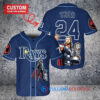 Tampa Bay Rays x Thor Marvel with Trophy Custom Baseball Jersey Navy