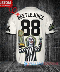 Texas Rangers Beetlejuice Halloween World Series Trophy Baseball Jersey Cream