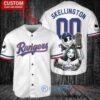 Texas Rangers Jack Skellington Sally World Series Trophy Baseball Jersey White
